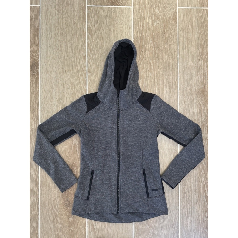 Athleta Stronger Jacket Womens Small Gray Hoodie Full Zip Up Long Sleeve